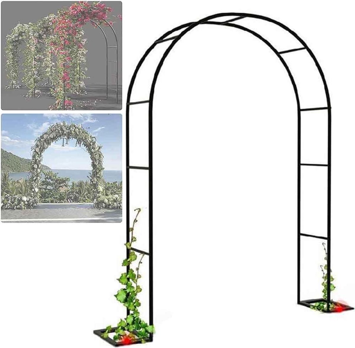 Tuinroos boog - Metalen frame - Klimplanten steunen - Stabiele basis - 140 cm breed - Wit