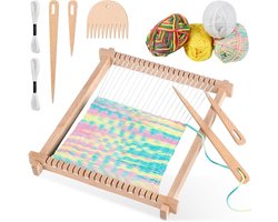 Kinder Weefraam - Weefgetouw Set voor Kinderen en Beginners - 24x28 cm Creatief Weefraam - Inclusief Wol en Accessoires - Educatief Knutselpakket - DIY Textiel