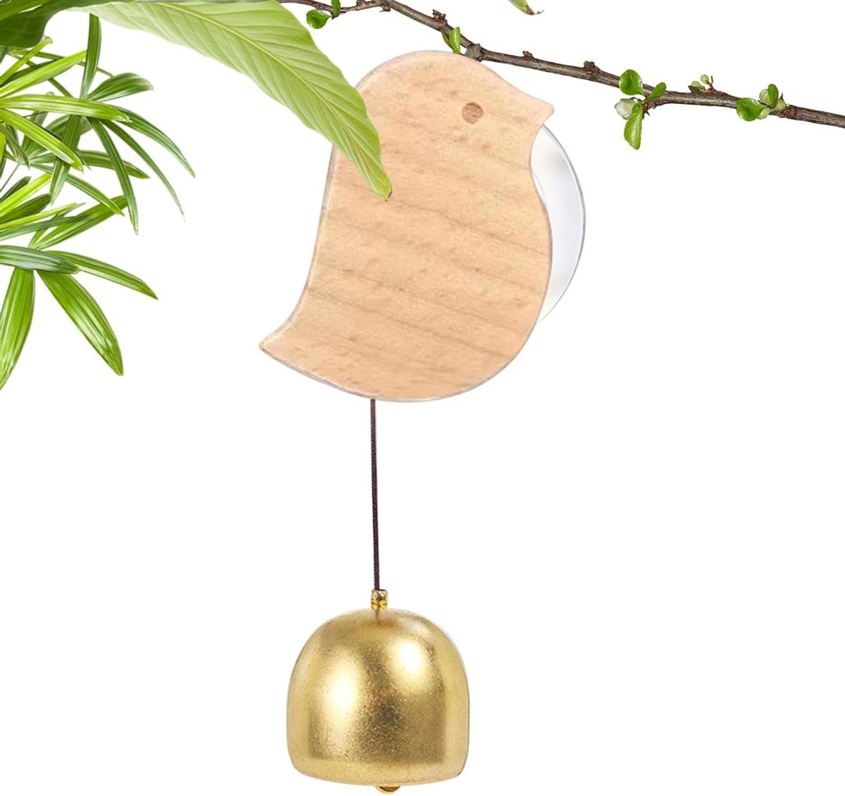 Deurbel met Hout - Dierenvorm Bel - Gasten Verwellekmen - Handgemaakt Vakmanschap - 10.8 cm Lengte - Houtkleur Goud