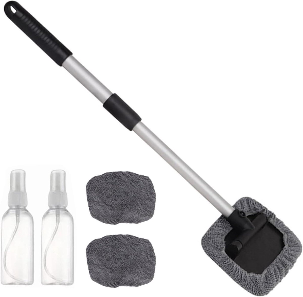 Ruitenreiniger Auto - Autoruiten Borstel - Veilig Zicht - Verstelbare Telescoopsteel - 45 cm - Grijs