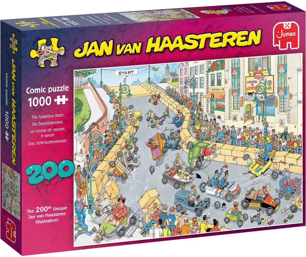 Jan van Haasteren - 200ste Legpuzzel - Zeepkisten Race - 1000 stukjes - Puzzel — afbeelding 2
