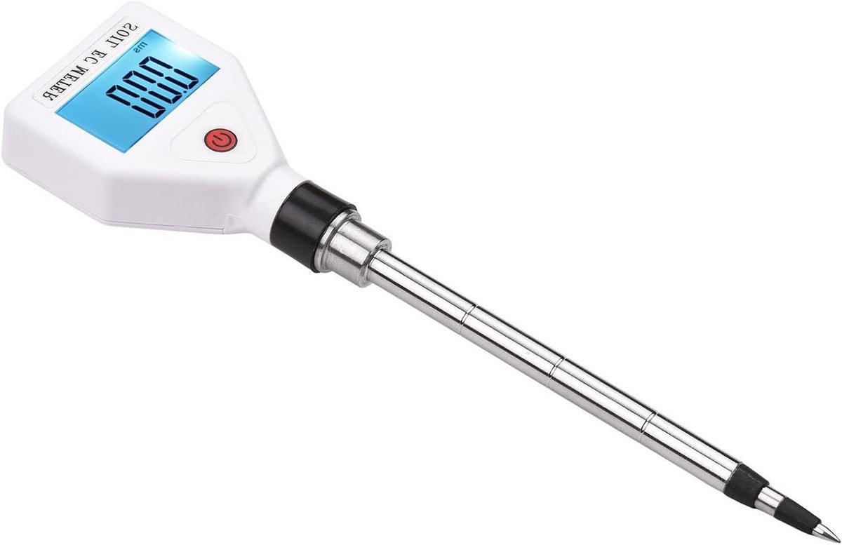 Bodem EC Meter - Zoutgehalte Tester - Planten Verzorging - Digitaal Achtergrondlicht - 21.5 cm - Wit