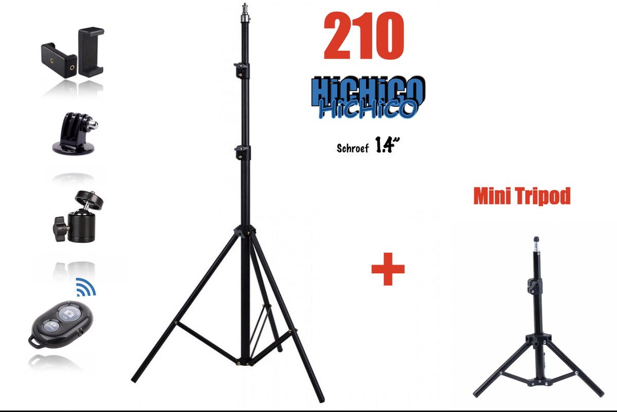HiCHi® Telefoon Statief - Camerastatief - Mini Statief - Mini Tripod - Tripod smartphone + Tafel statief – Tafel tripod - Standaard voor Smartphone | Universeel Statief