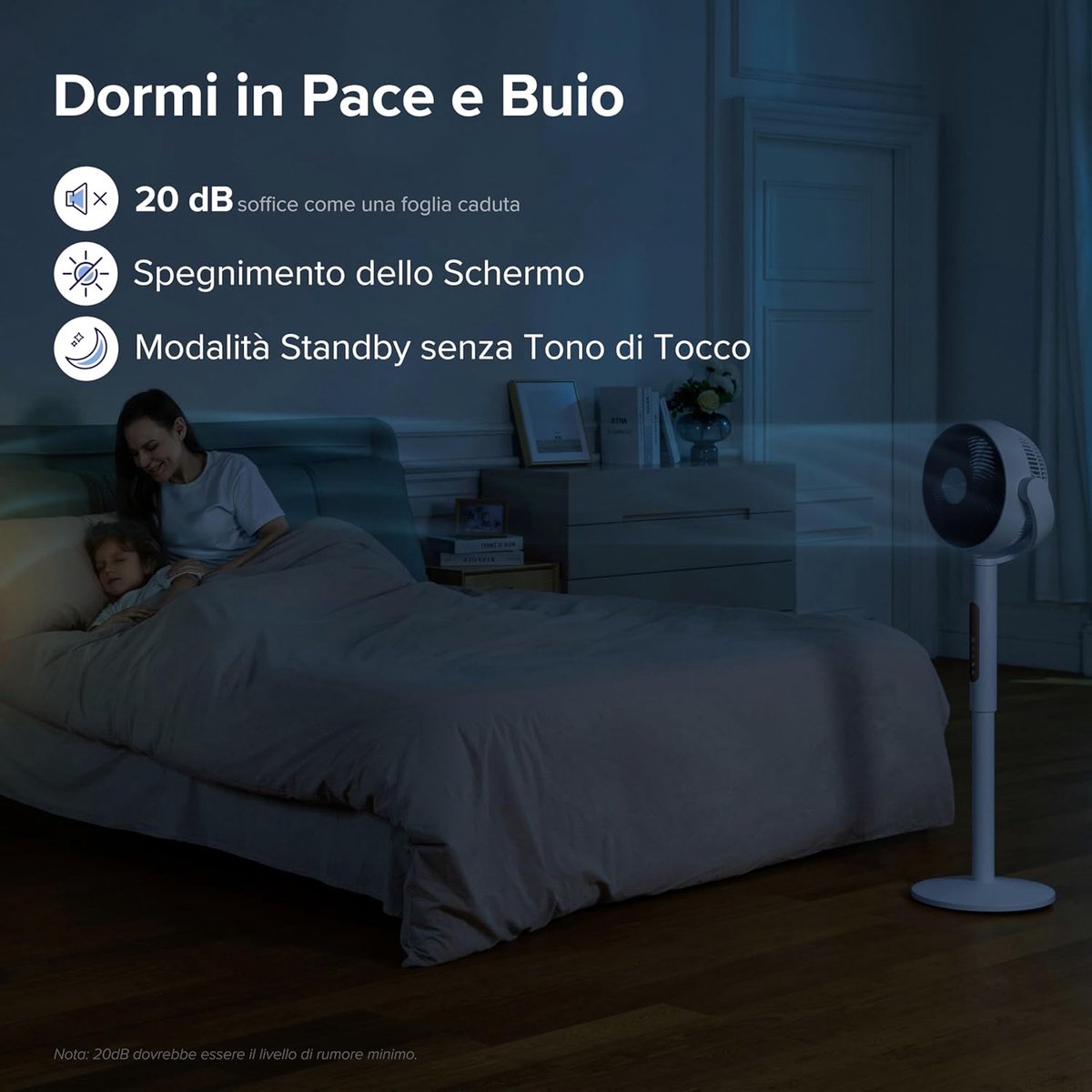 Vloer Ventilator - Staande Fan - Kamertemperatuur Regelen - Klassieke Stijl - 110.8 cm - Wit – foto 3