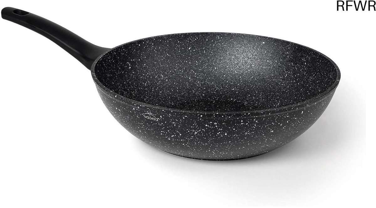 Wok Pan - Koekenpan - Gezond Koken - Inductie Bodem - 28 cm - Zwart