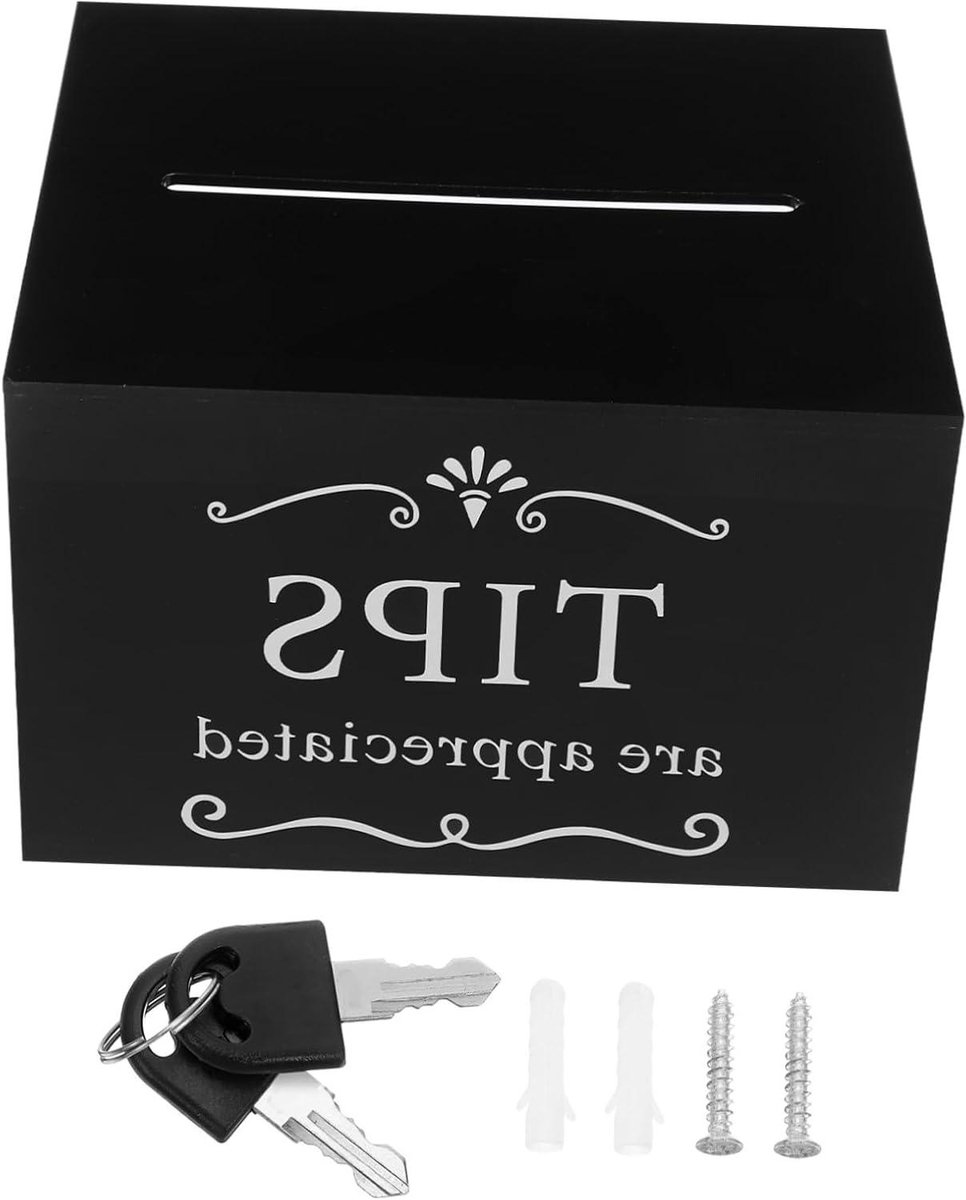 Transparante Acryl Box - Geldopslag met Slot - Fooien Verzamelen - Afsluitbaar Ontwerp - 15 x 125 x 10 cm