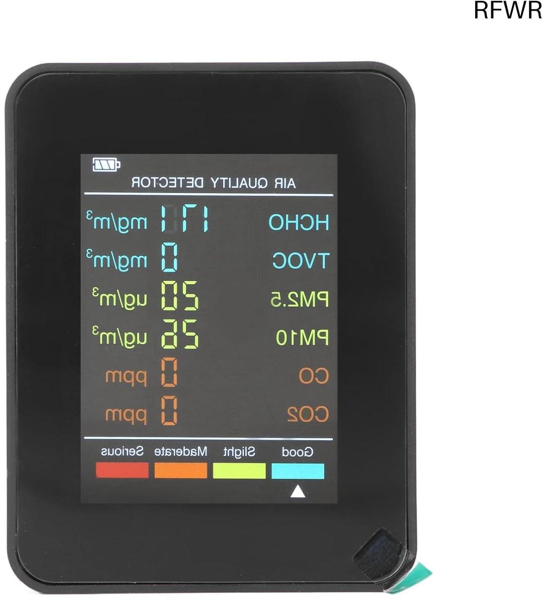 Luchtkwaliteit Monitor - CO2 Meter - Binnenhuis Meten - Multifunctionele Sensoren - 14 x 10 x 5 cm - Zwart