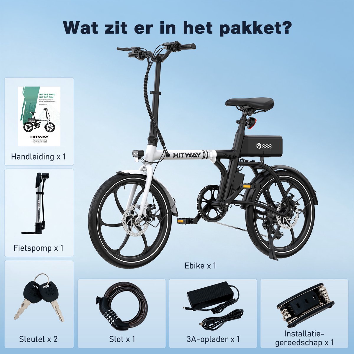 Hitway Elektrische Fiets BK35S - Trendy 16 Inch City Commuter EBike met Afneembare 36V 9Ah Lithium Batterij - Opvouwbaar E-Bike met 250W Motor - APP Bediening – foto 2