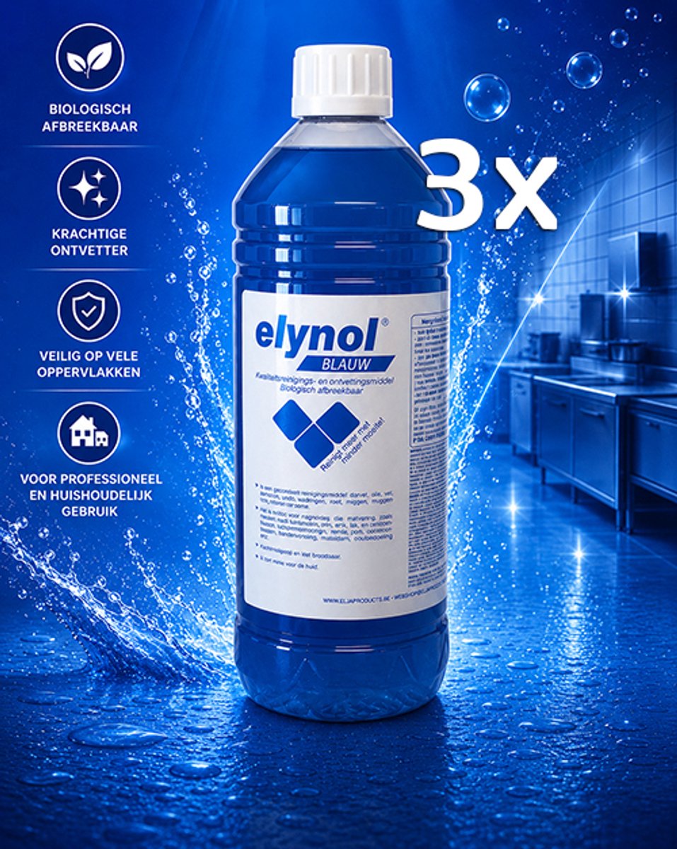 3x1L Elynol Blauw Superreiniger | kledingontvlekker | super ontvetter | bbqreiniger