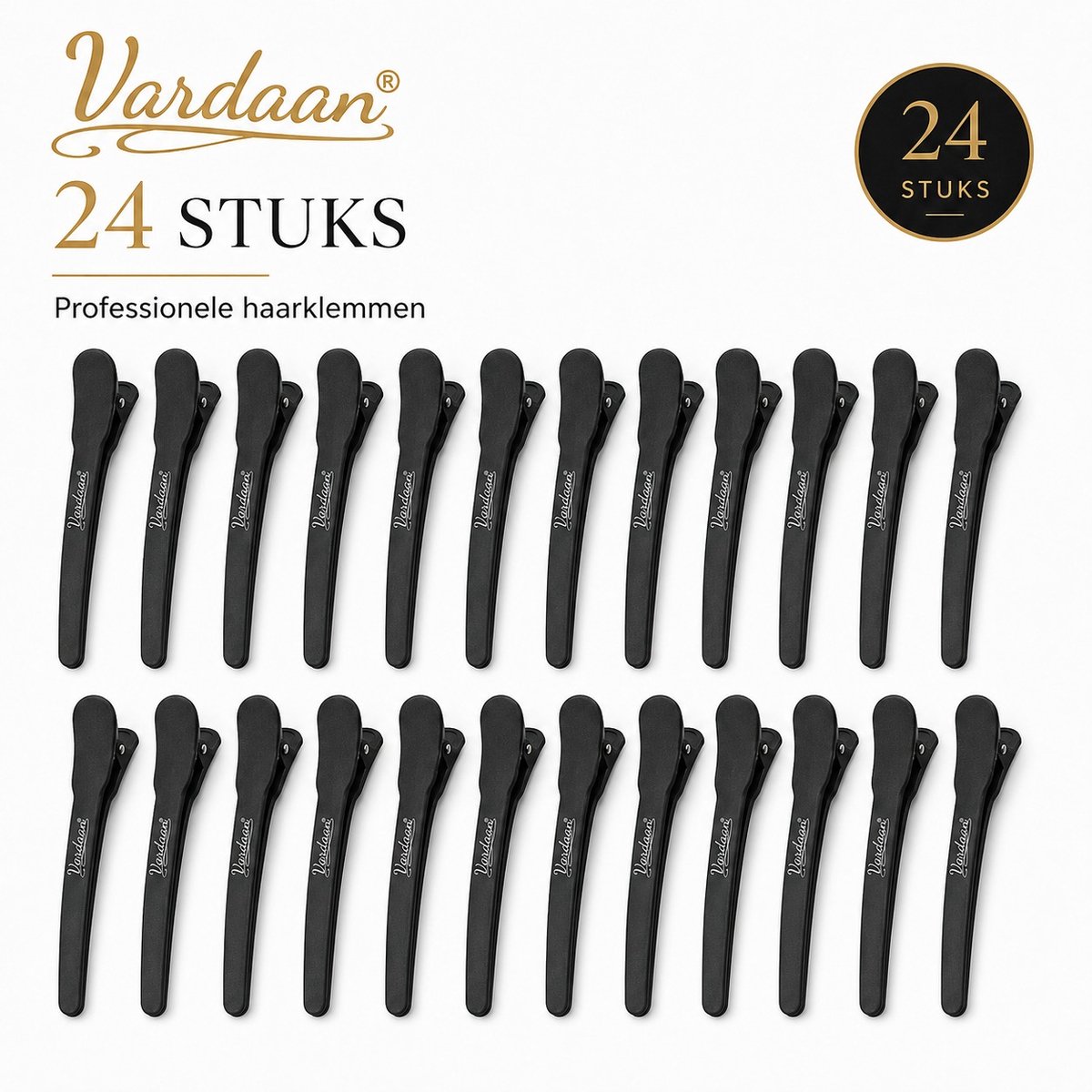 Vardaan Haarklem 24 Stuks Zwart – Haarklemmen – Grote Haarklem – Haarklem Zwart – Afdeelklemmen – Kappersklem – Professionele Haarklemmen – Krokodillen Haarklem – Haircrips – Afdeel Klem – Stevige Klem – Salon – Kappers Klemmen – Anti-Slip Klem