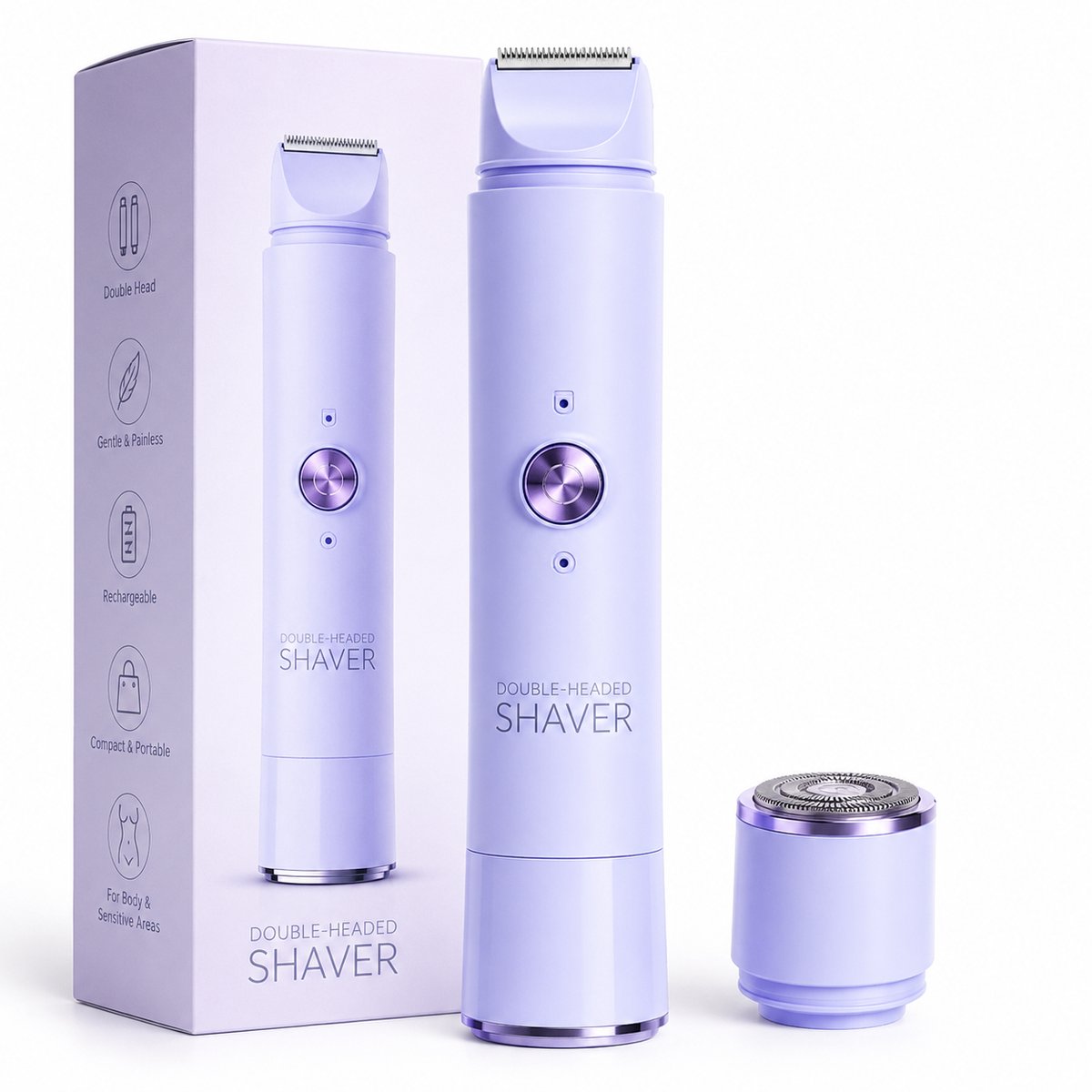 House of Balance SilkTouch Duo - LadyShave - 2 in 1 Ladyshave voor Vrouwen - Elektrisch Scheerapparaat - Waterdicht - Epilator - Bikinitrimmer - Trimmer vrouw - Paars