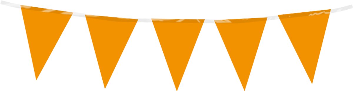 3 meter vlaggenlijn - Oranje - 12 vlaggetjes - Mini vlaggenlijn - Voor binnen & buiten - 15 cm vlaggen - Herbruikbare slinger