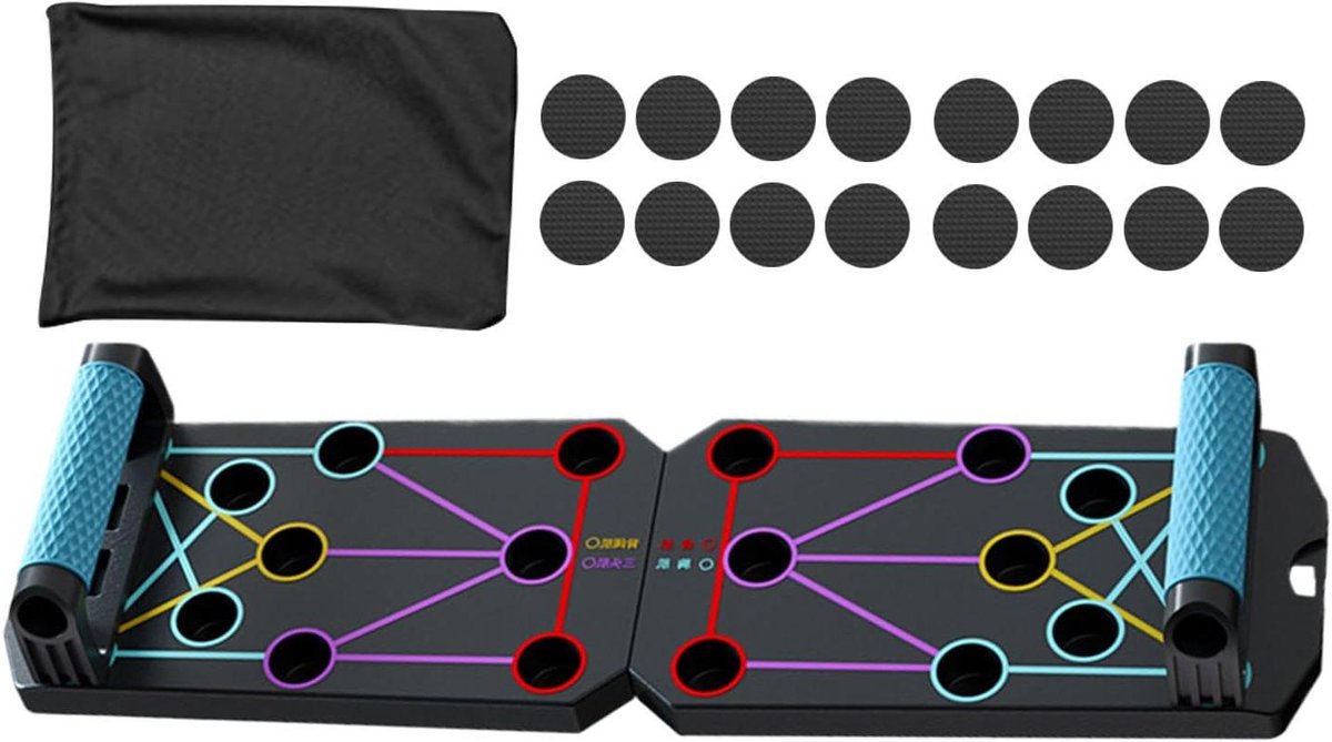 Opvouwbaar Push-up Board - Fitness Plank - Gerichte Spiertraining - Kleurgecodeerde Zones - 40 x 20 cm - A