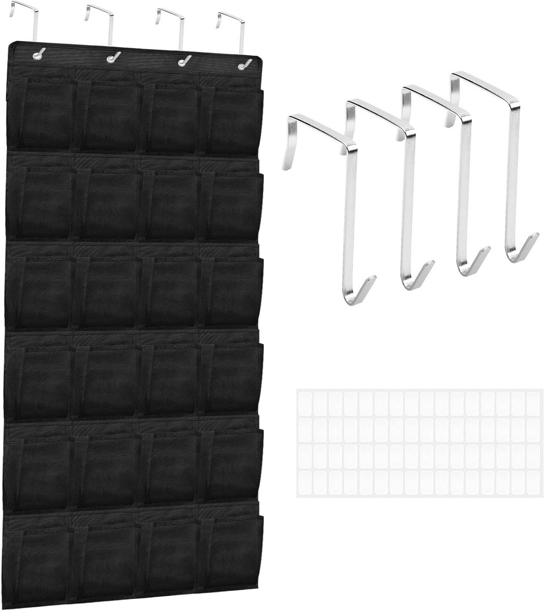 Schoenen Organizer voor de Deur met 24 Compartimenten en Mesh Zakjes - Ruimtebesparende Oplossing voor de Slaapkamer en Hal