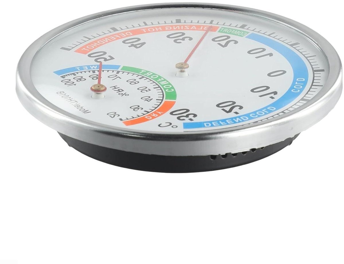 Thermohygrometer Binnenklimaat - Temperatuur Vochtigheid Meter - Klimaat Bewaken - Metalen Behuizing - 20 cm - Wit