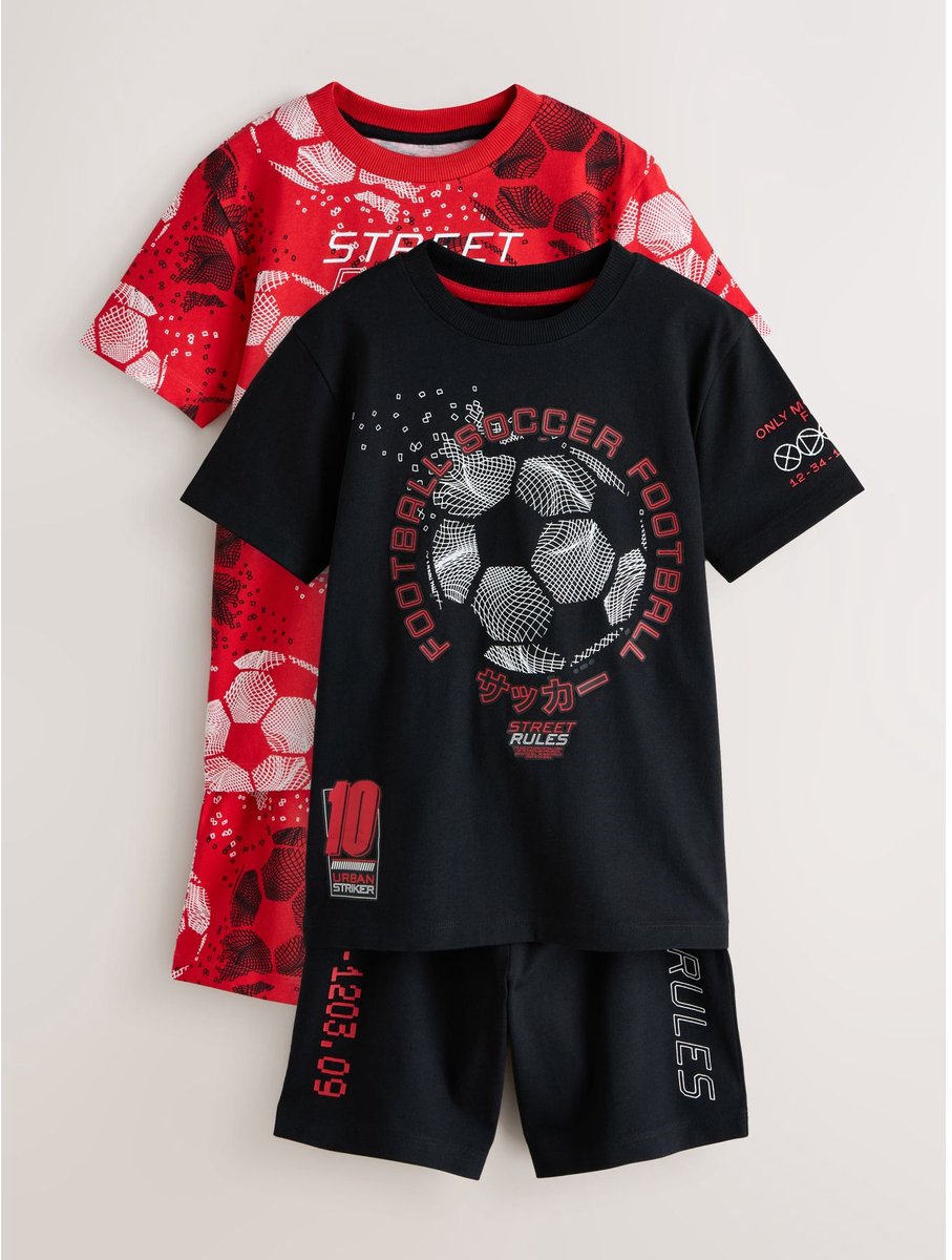 Next - Jongens - Set van 2 korte pyjama's - Rood