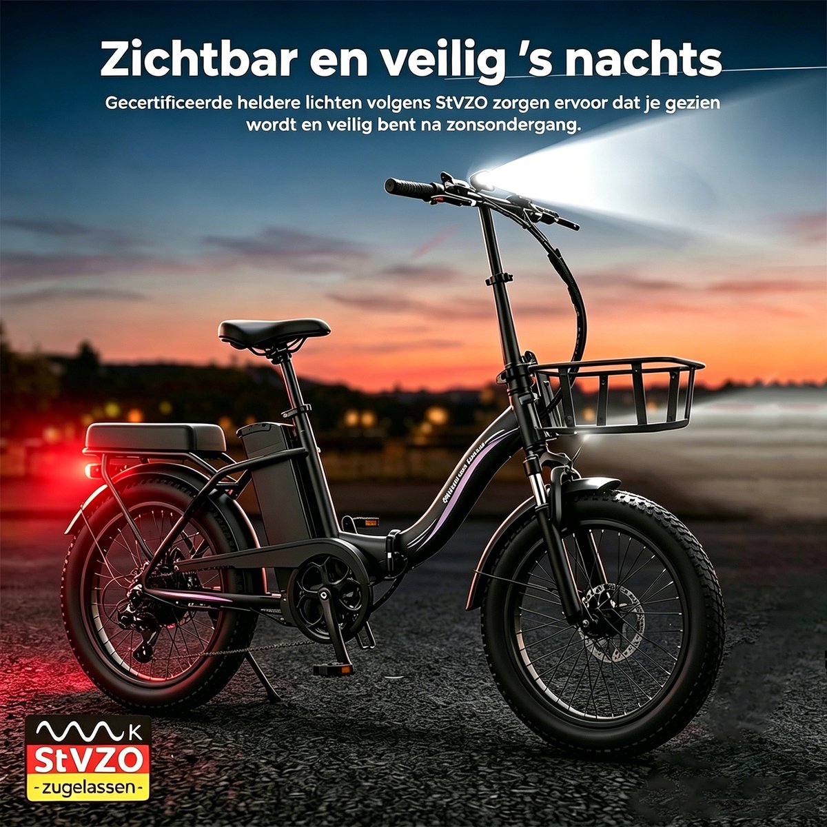 Runetic Elektrische fiets - Actieradius 80km - Verwijderbare batterij 36V13Ah - Motor 250W - 25KM/H - 20“* 3.0” opvouwbare City Commuter E-Bike – foto 8