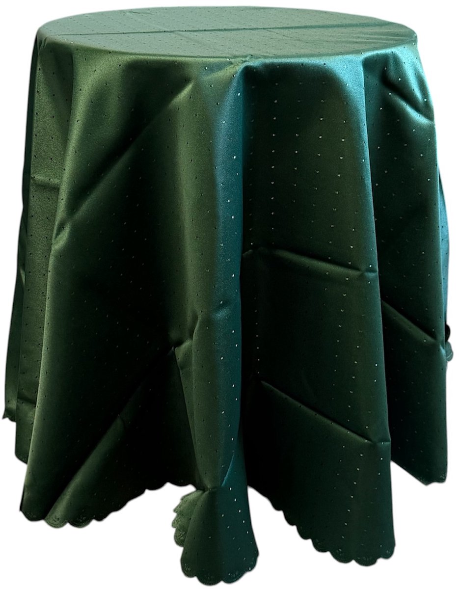 Tafelkleed - Onderkleed - Tafellaken - Donker groen met schulprand - Rond 170 cm