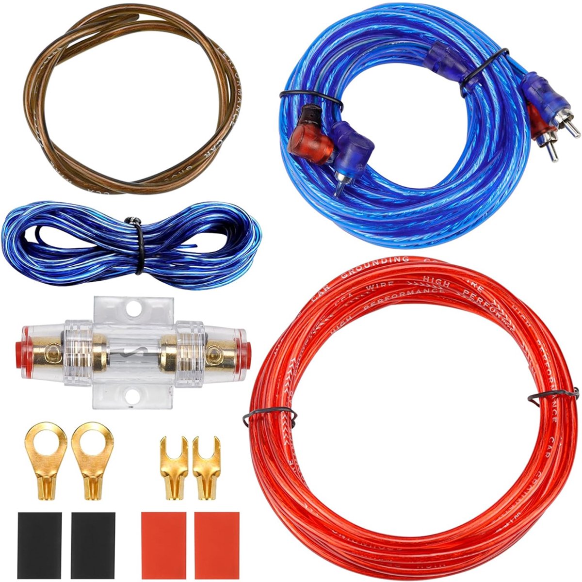 OUYLAF Kabelset Auto Versterker - audio kabel - 20 mm² audiokabelset - netsnoer - Subwoofer Kabelset Auto - auto-onderdelen - voor de meeste auto's