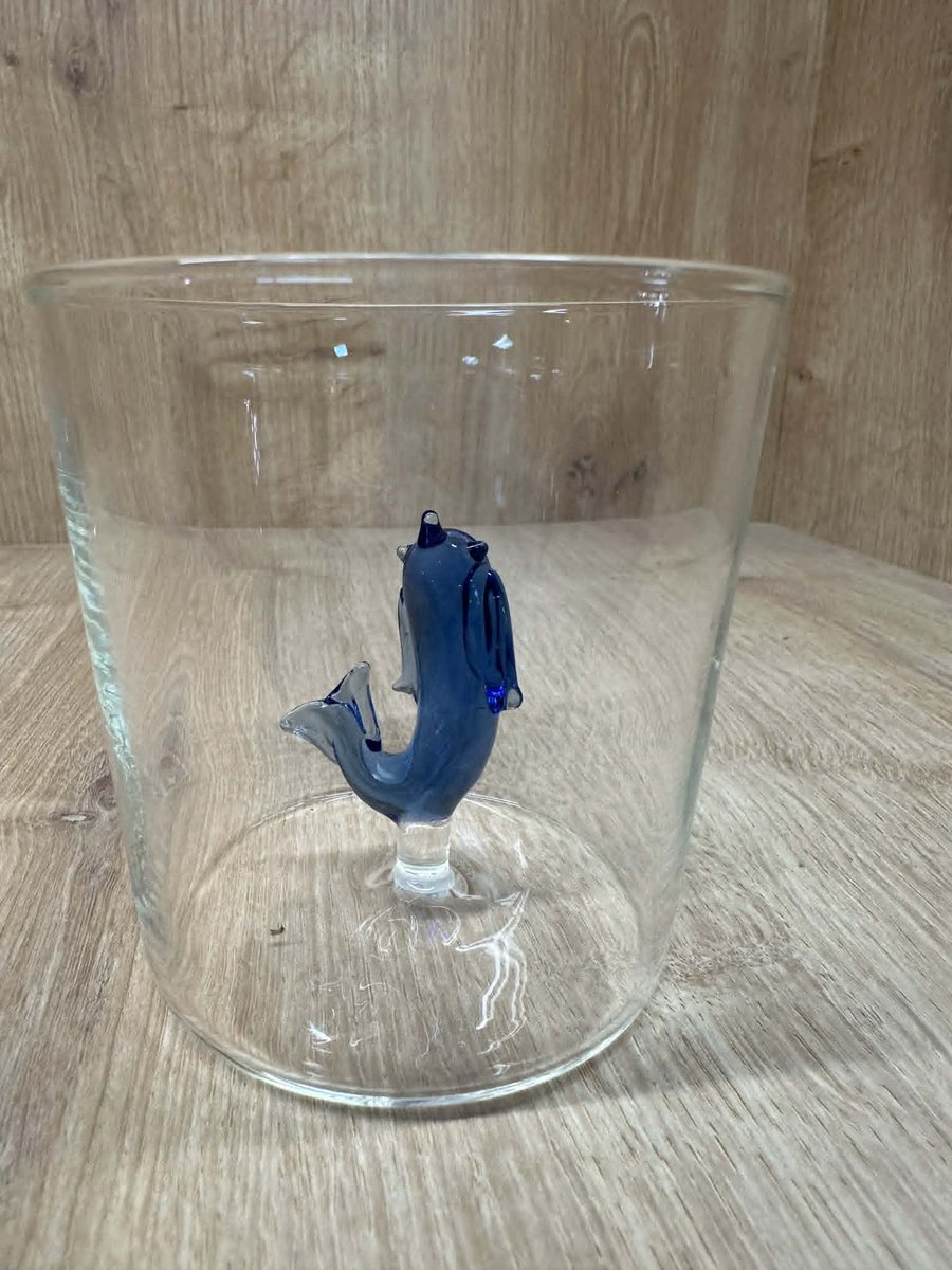 BC Glas 350 ml Dolfijn-komische figuren in glas- glas met beeldjes erin- kinderglazen