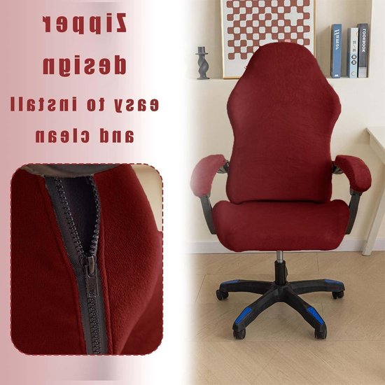 Gaming Stoelhoes Set van 4 Stuks met Armleuningen - Verwijderbaar, Wasbaar en Antislip - Geschikt voor Gaming en Computerstoelen (Rood) — afbeelding 4