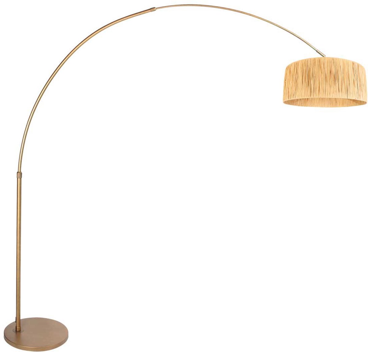 Bronskleurige Vloerlamp met Draaikantelenuitschuifbaar ontwerp - Steinhauer Sparkled Light 4303BR - Metaal en Seagrass, Hoogte verstelbaar van 210 tot 240 cm, Ø50 cm Kap