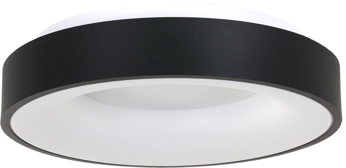 Steinhauer Plafonnière Steinhauer Ringlede Ø48cm Zwart, Modern, Kunststof en Metaal, Binnenverlichting Wit / Zwart