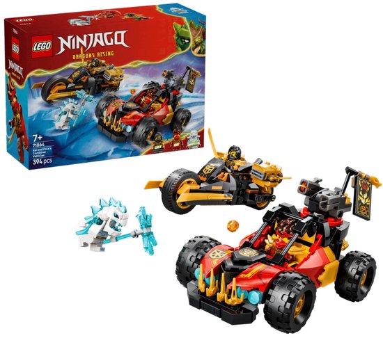 LEGO Ninjago doos met combivoertuigen, speelgoed vanaf 7 jaar, 394 onderdelen.