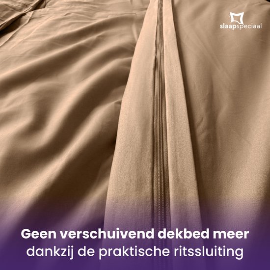 Slaapspeciaal Dekbedovertrek - 100% Katoen Dekbedovertrek - Inclusief Kussenslopen - Ademend en Zacht - 200x220 cm + 2 kussenslopen - Ritssluiting - Extra Lang - Taupe van Slaapspeciaal — afbeelding 5