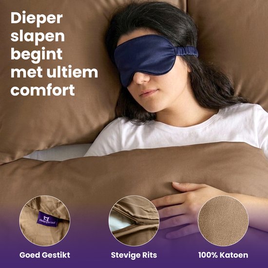 Slaapspeciaal Dekbedovertrek - 100% Katoen Dekbedovertrek - Inclusief Kussenslopen - Ademend en Zacht - 200x220 cm + 2 kussenslopen - Ritssluiting - Extra Lang - Taupe van Slaapspeciaal — afbeelding 3