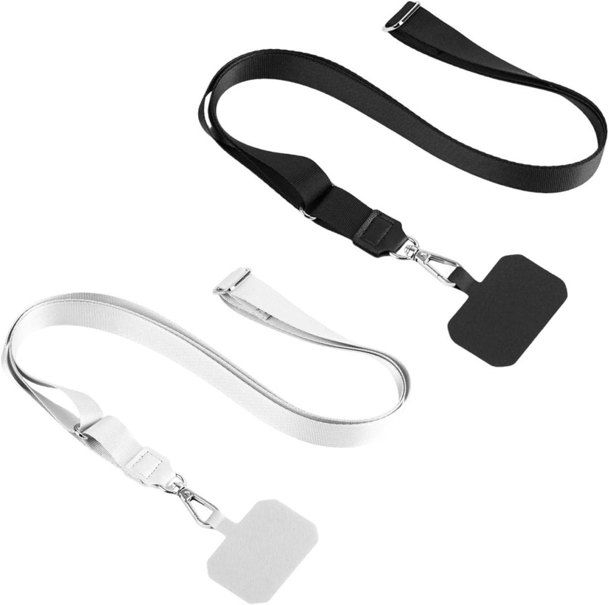 Verstelbare Telefoon Lanyard voor Smartphone, 2 Stuks, Universele Sleutelhanger, Zwart en Lichtgrijs, Geschikt voor iPhone en Samsung, Ideaal voor Vrije Handen en Veiligheid