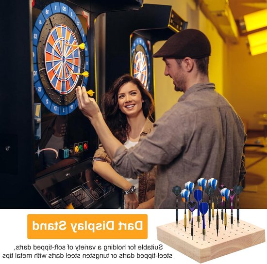 Houten Dart Houder met Plaatsingsgaten, Ideaal voor Opslag van Darts, Stabiele Dartstand voor Thuis en Bar, 10×10 cm, 2 Stuks van houten — afbeelding 4