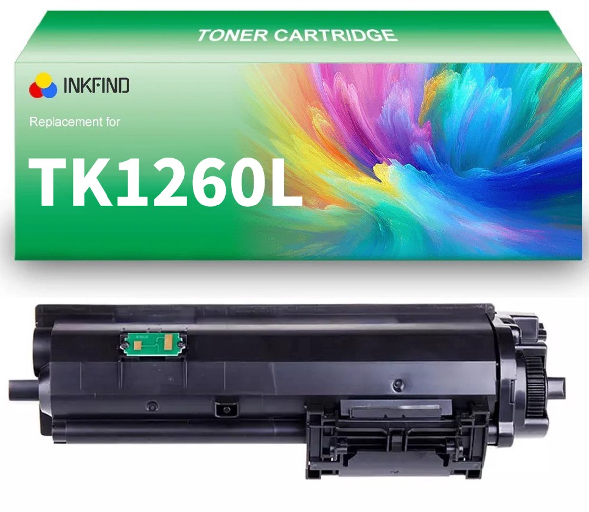 Image of INKFIND TK-1260L Zwart tonercartridge compatibel met Kyocera TK1260 TK-1260 L (14000 pages) Zwart geschikt voor Kyocera ECOSYS PA4000x/wx - 1-pack Zwart