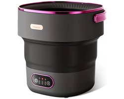 Allero Mini Wasmachine - Wasmachine - Klein Wasmachine - Campingwasmachine - 32x32x33,5cm - Zwart/Roze - 13L - Opvouwbaar