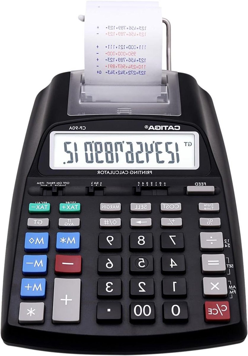 Print Rekenmachine - Boekhoudmachine - Financiële Berekeningen - 2-Kleur Printer - 12 Cijfers - Zwart