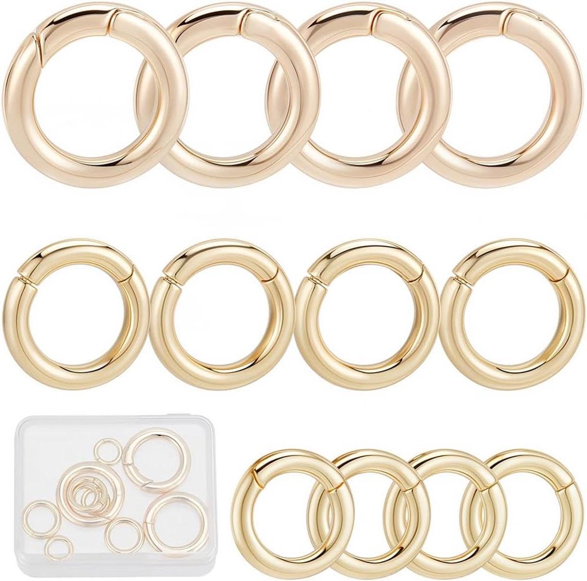Ringen met clip - Karabijnsluitingen - Sieraden maken - Echt verguld - 12 stuks - Goud