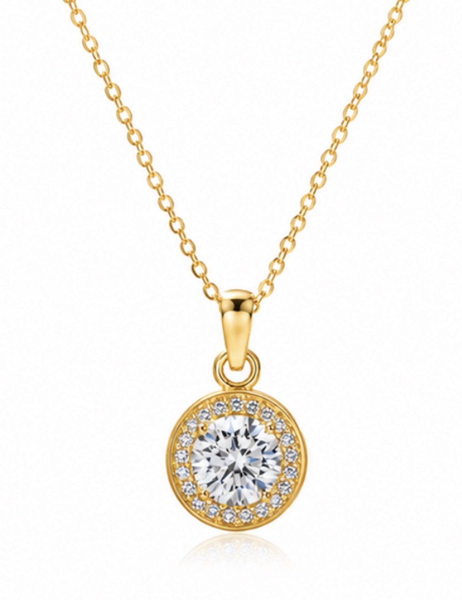 Luxe ketting - verguld - Zirkonia - Stijlvolle ketting - Goudkleurig - Roestvrijstalen -cadeau -Valentijn - Liefde - Verrassing