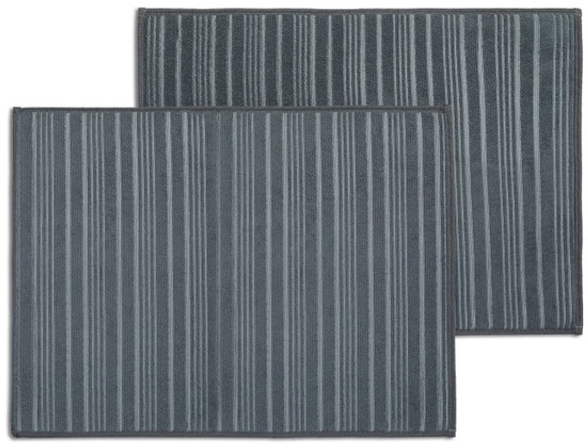 Afdruipmatten, Set van 2 Stuks, 43.5 x 71 cm, Katoen, Antraciet Grijs - KitchenAid