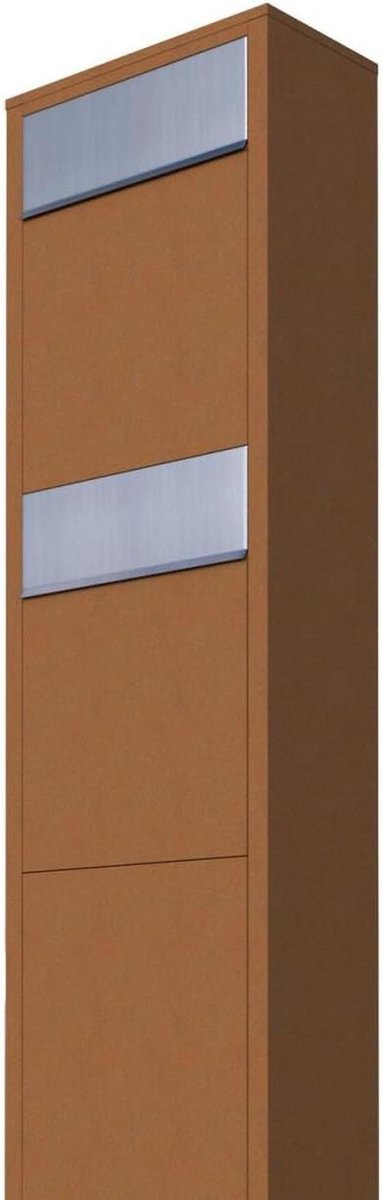 Brievenbus Systeem - Dubbele Brievenbus - Post Ontvangen - Vrijstaand Dubbel Model - 39x130x20.5 cm - Roestbruin