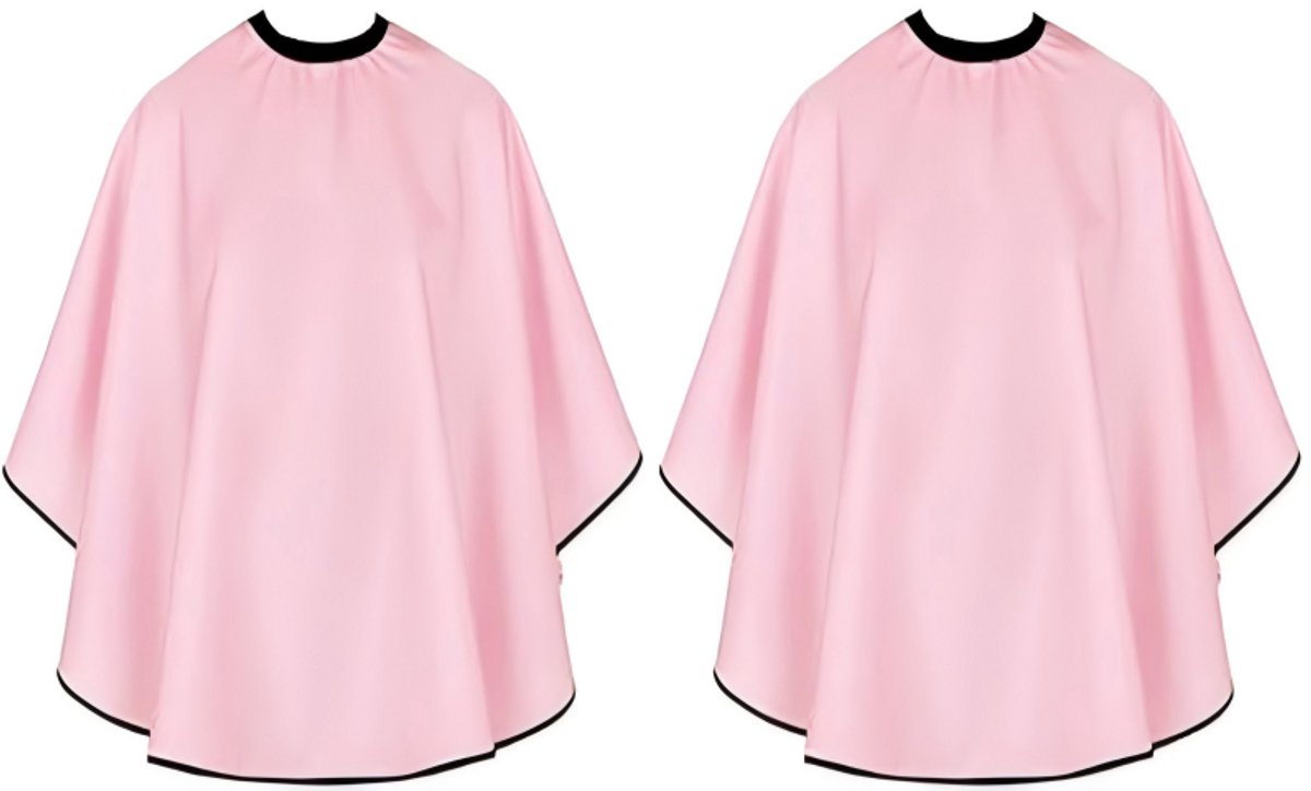 2-stuks Kapperkappen - Salonkappen - Haarkleurkappen - Make-up kappen - Voor het beschermen van kleding tijdens knippen, kleuren en stylen - Polyester - 80×73 cm - Geschikt voor kapperssalons, thuisgebruik, make-up, haarkleuring en haarstyling - Roze