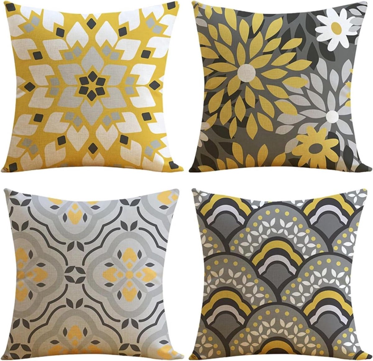 Cushion Covers 45 cm x 45 cm Set of 4 Grey Cushion Covers Flowers Outdoor Cushions Garden