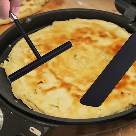 Crêpe Pan Set - Pannenkoek Gereedschap - Gelijkmatig Beslag - Roestvrij Staal - 34 cm Spatel - Zilver — afbeelding 5