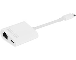 Type-C naar Ethernet-netwerkadapter, USB-C naar RJ45 100M LAN-kabeladapter met Type-C Oplaadpoort Compatibel met Laptop, Smartphone, Gameconsole