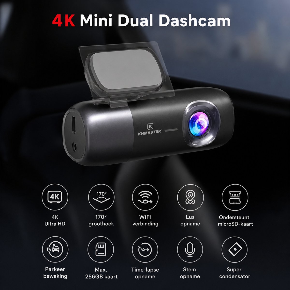 Vemera dashcam - dashcam voor auto - voor en achter camera - 4K - – foto 3