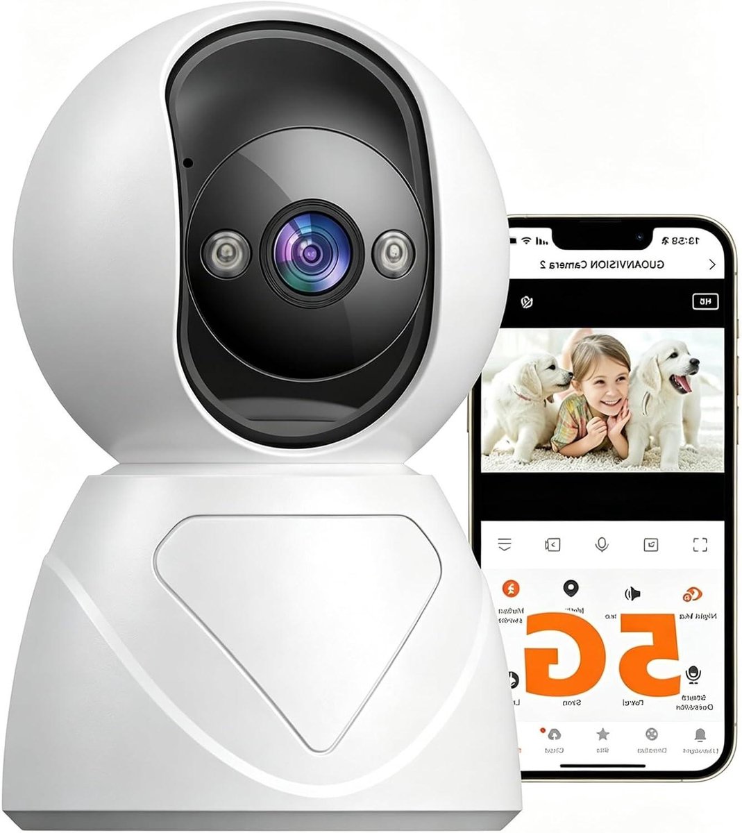 Beveiligingscamera Binnen - Huisdier Camera - Huisbewaking - 360 Graden Rotatie - 3MP UHD Resolutie - Wit