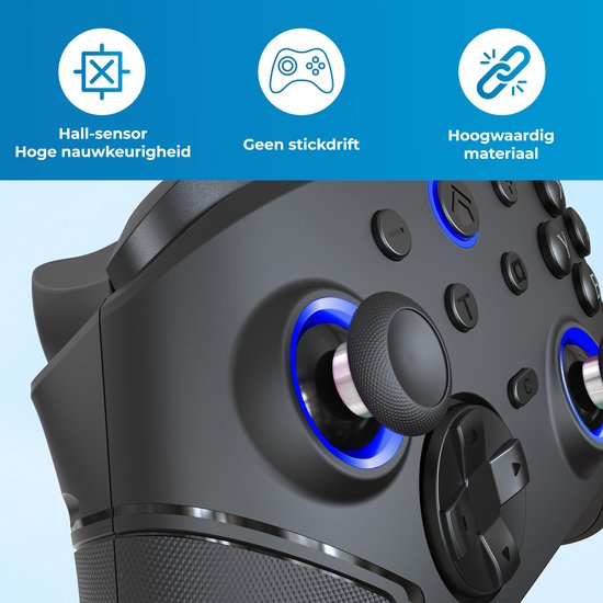 Draadloze Pro Controller - Geschikt voor Nintendo Switch en Nintendo Switch 2 - Macro Knoppen - RGB Verlichting - Hall Effect Joystick - Ergonomische Grip - Zwart