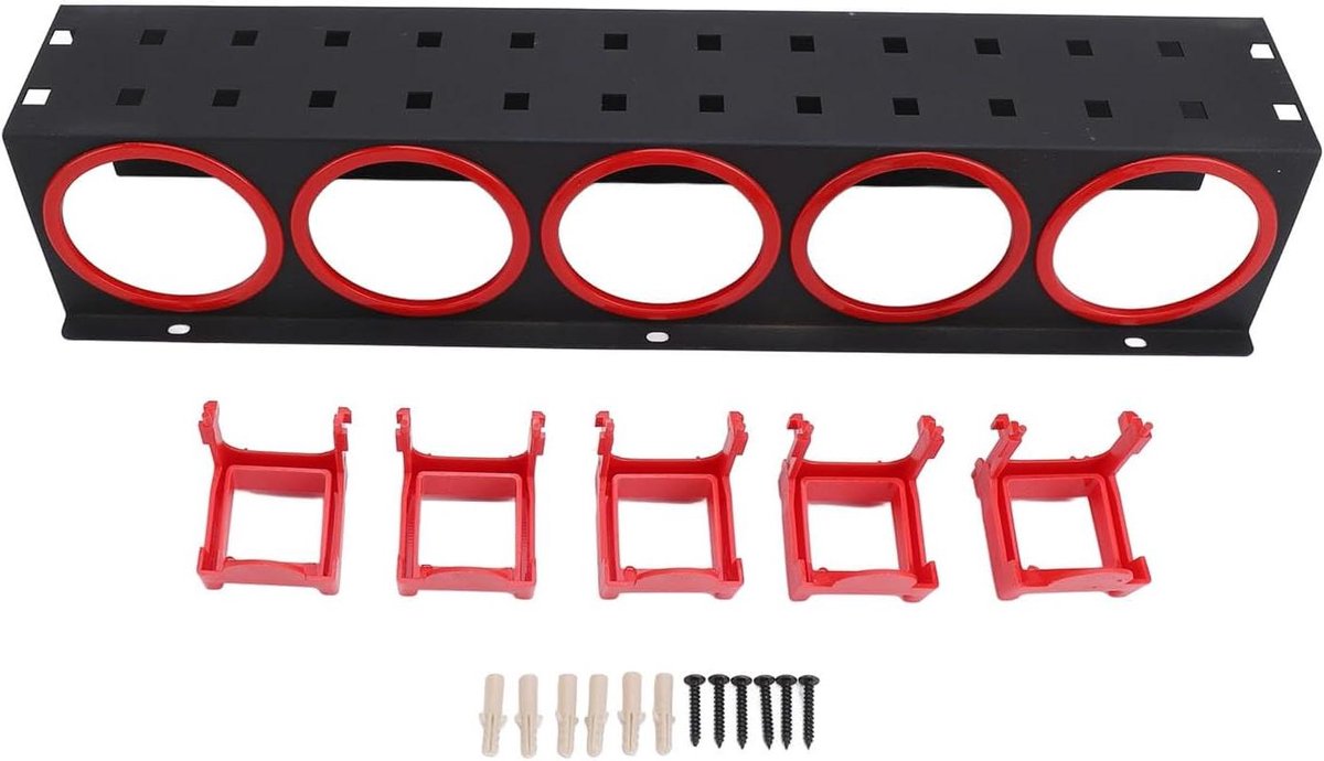Flessen Organizer - Opberghouder - Gereedschap Opbergen - Stevig Staal - 54 cm - Rood Zwart