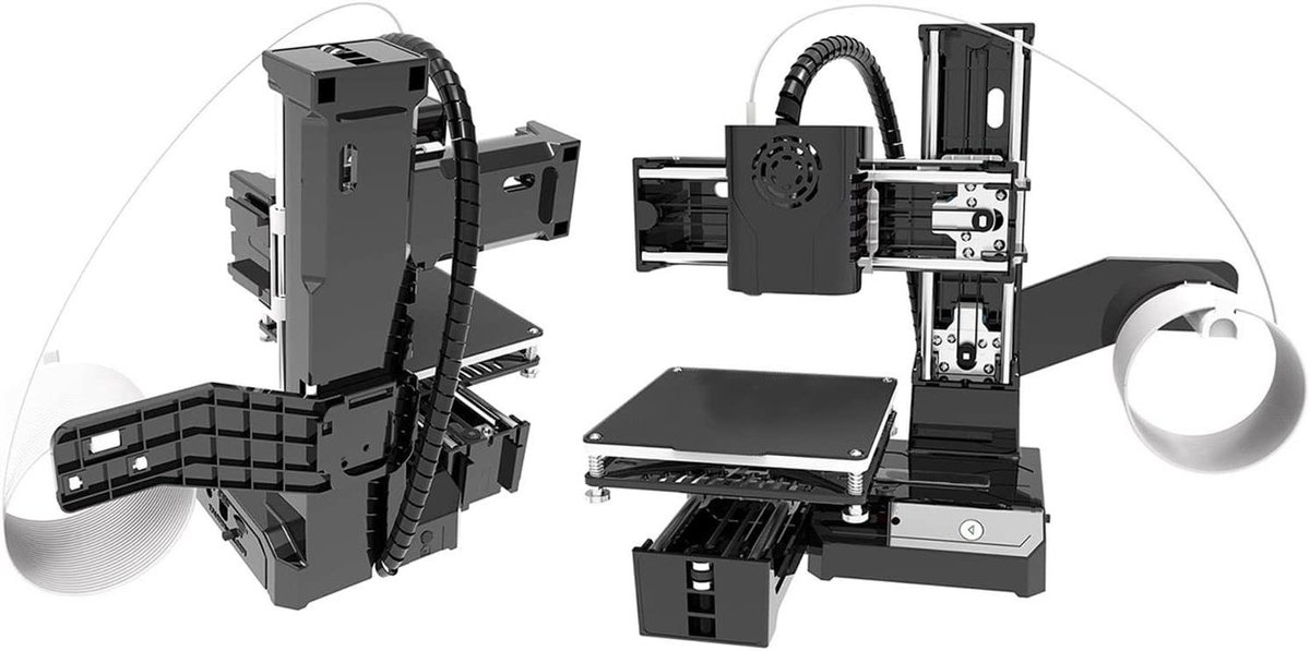Mini 3D Printer - Beginners Printer - Hobby Projecten Maken - Snelle Montage - 100x100x100mm - Zwart