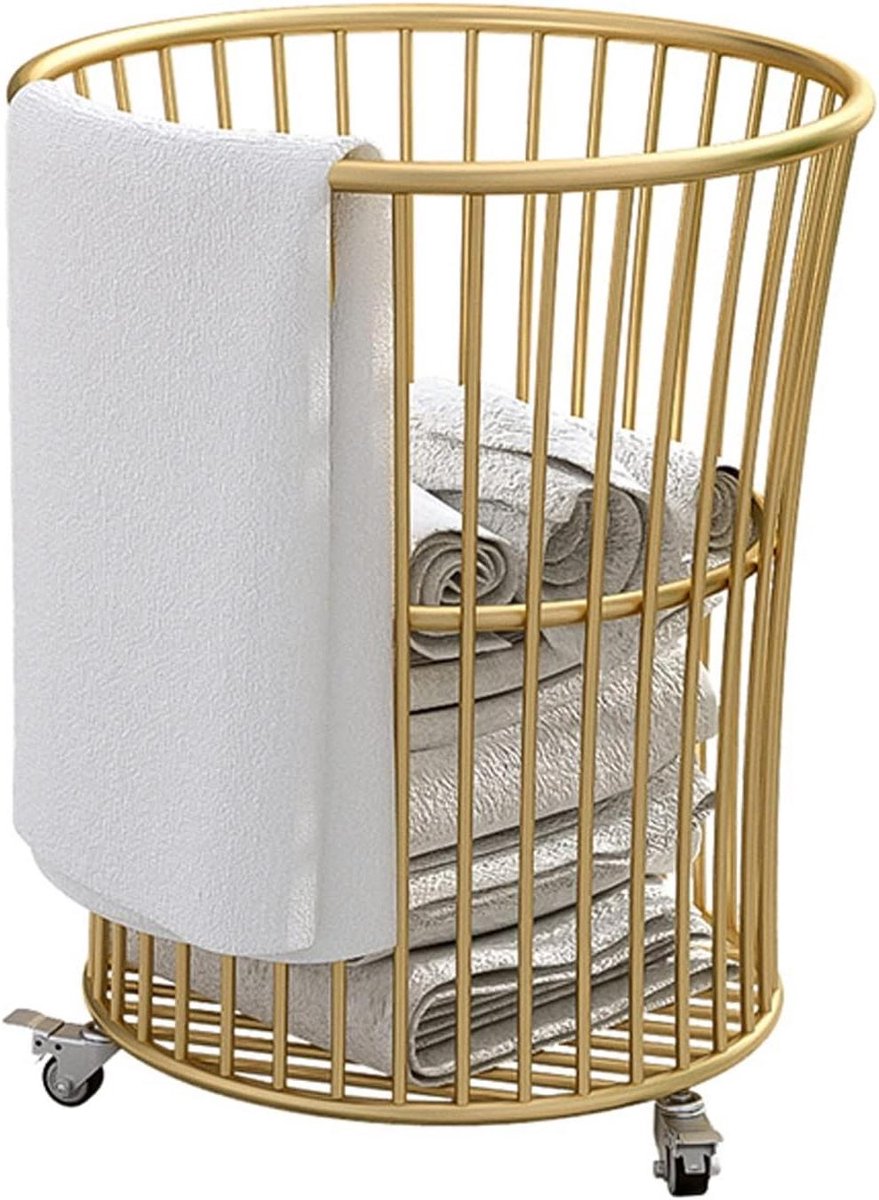 Draagbare Wasmand Opbergwagen Kleding Huis Opruimen Met Wielen Large Goud