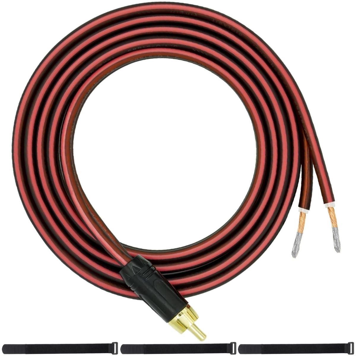 RCA naar Draad Kabel - Luidsprekerkabel Adapter - Audio Verbinding Maken - Zuiver Koper Stekkers - 305 cm 16AWG - Zwart
